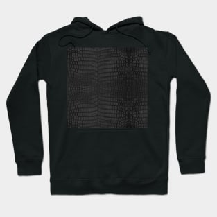 Black Crocodile Leather Print Hoodie